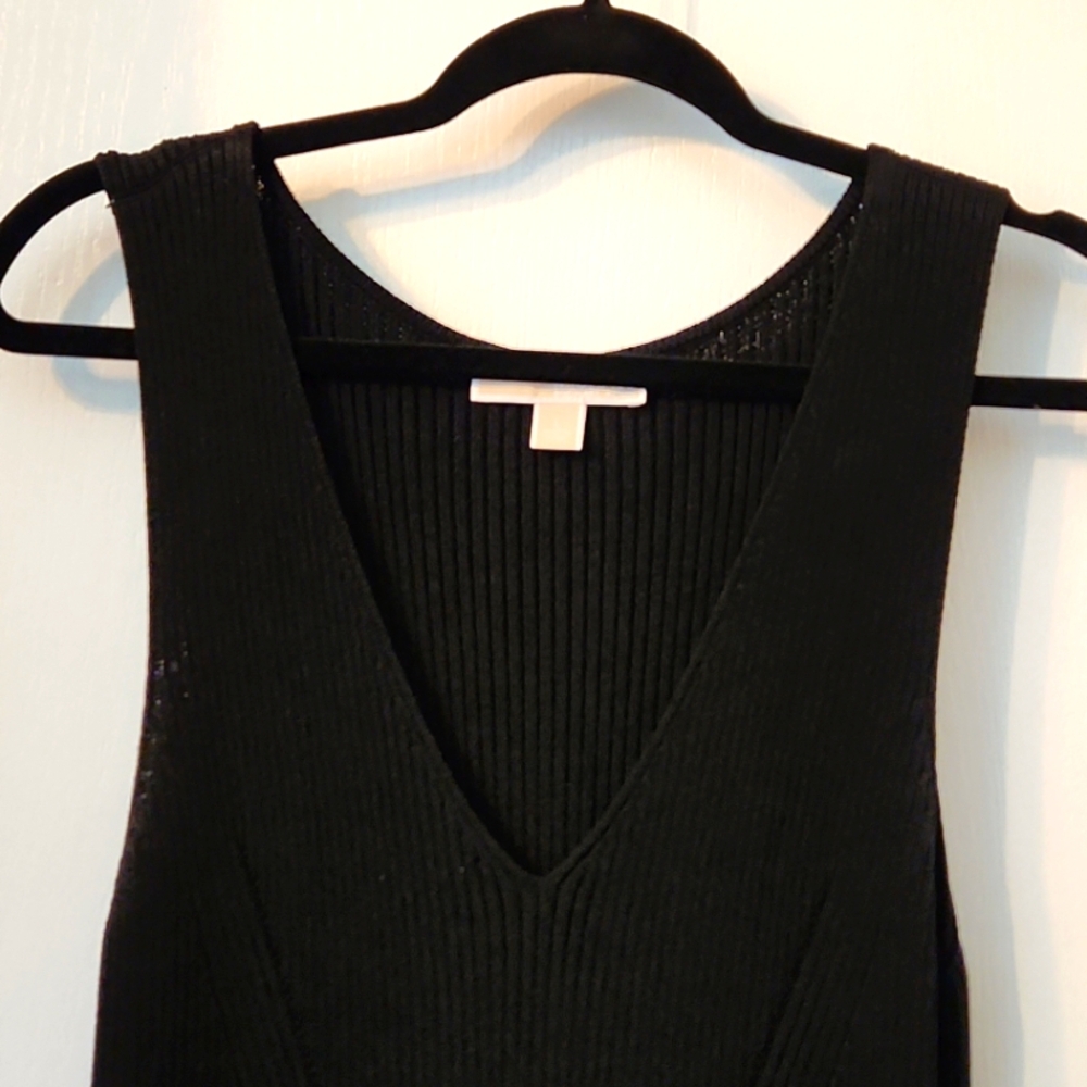 MICHAEL KORS Black Knit Ribbed Midi Dress - L